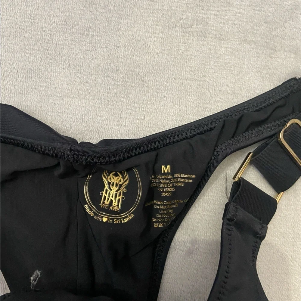 New! We Are HAH Black High Cut Adjustable String Thong Bikini Bottom